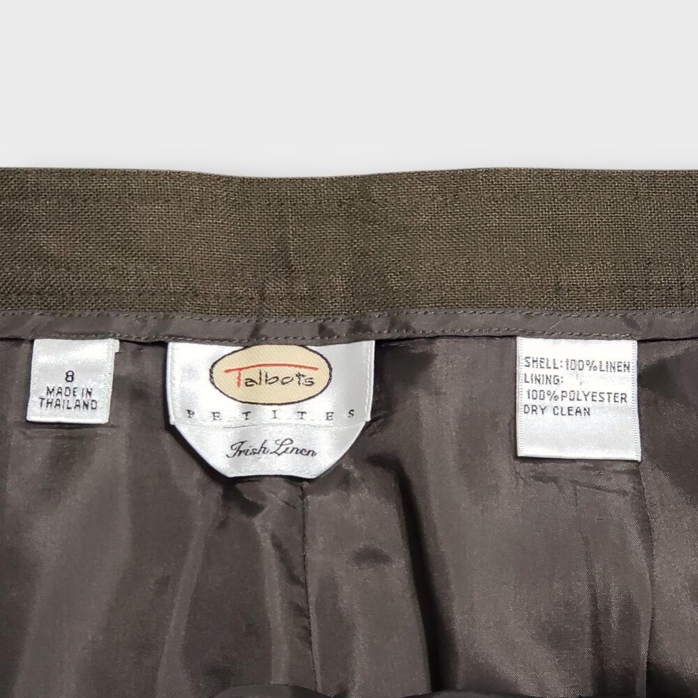 Talbots Petites Irish Linen Trouser Pants Green Sz 8P Straight Leg Career Work - Picture 7 of 10